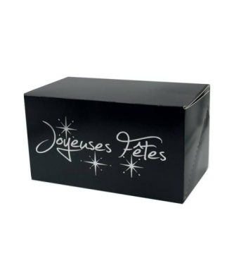 Boîte à bûche "Joyeuses Fêtes" noire 20 x 13 x 13 cm - par 25