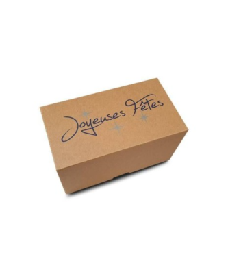 Boîte à bûche kraft "Joyeuses fêtes" 20 x 11 x 11 cm - par 25