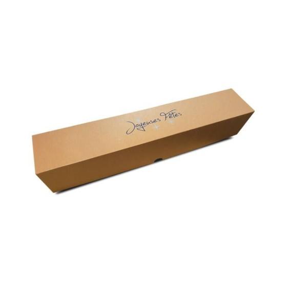 Boîte à bûche kraft "Joyeuses fêtes" 60 x 11 x 11 cm - par 25