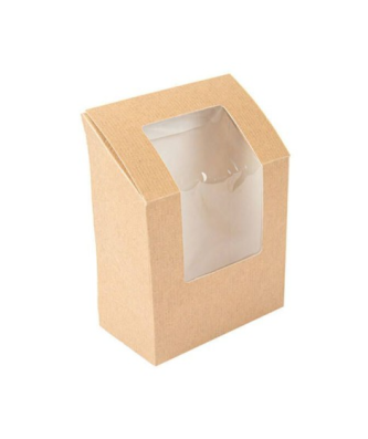 Boîte à wrap et tortilla avec fenêtre kraft brun - par 100