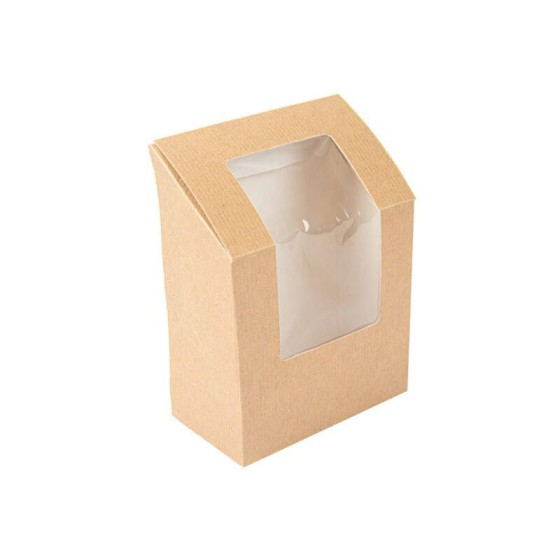 Boîte à wrap et tortilla avec fenêtre kraft brun - par 100