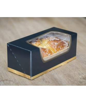 Boîte carton noire avec fenêtre 25 x 11 x 10 cm - par 25