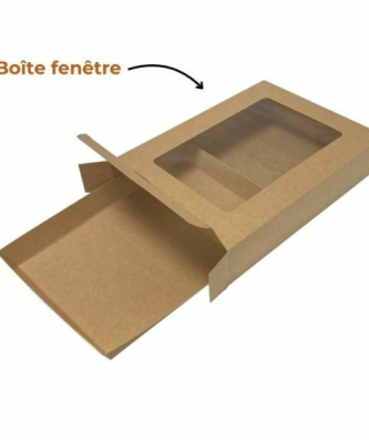 Boîte carton pour plateau avec fenêtre 35,8 cm x 25,6 x 7,1 cm - par 50