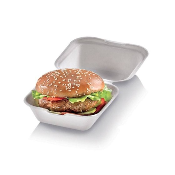 BoƮte hamburger en bagasse 13,5 x 13,5 x 7,8 cm - par 125