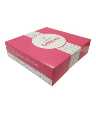 Boîte pâtissière 18 x 18 x 5 cm décor AURIOS - par 50