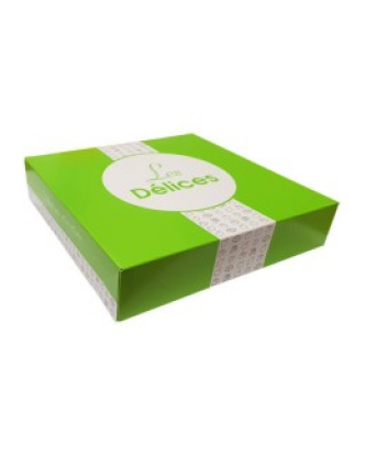 Boîte pâtissière 22 x 22 x 8 cm décor AURIOS - par 50