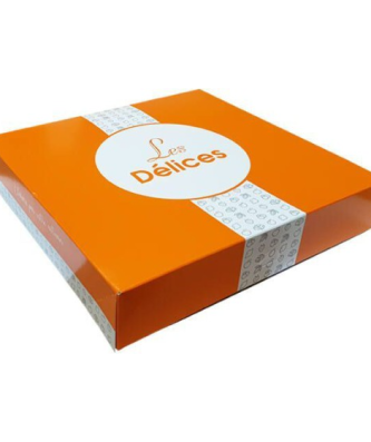 Boîte pâtissière 25 x 25 x 8 cm décor AURIOS - par 50