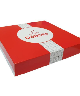 Boîte pâtissière 32 x 32 x 8 cm décor AURIOS - par 50