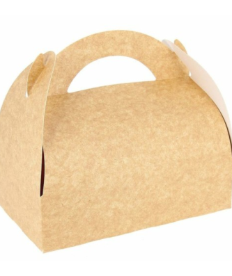 Boîte pâtissière à poignée kraft brun 10 x 10 x 6 cm - par 50