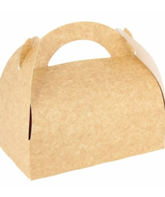 Boîte pâtissière à poignée kraft brun 17 x 10 x 6 cm - par 50