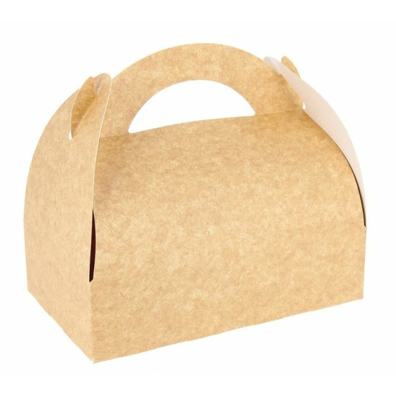 Boîte pâtissière à poignée kraft brun 17 x 10 x 6 cm - par 50