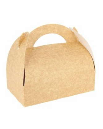 Boîte pâtissière à poignée kraft brun 17 x 15 x 6 cm - par 50