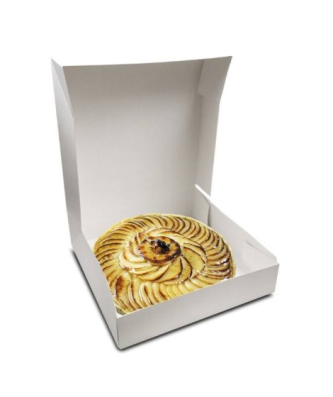 Boîte pâtissière carton blanche 28 x 28 x 8 cm - par 50