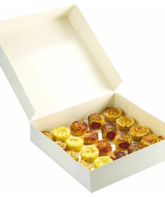 Boîte pâtissière carton blanche 33 x 33 x 5 cm - par 50