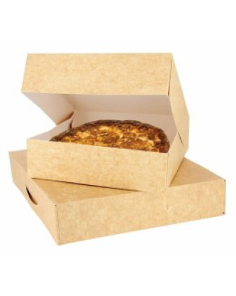 Boîte pâtissière kraft brun 25 x 25 x 8 cm - par 50