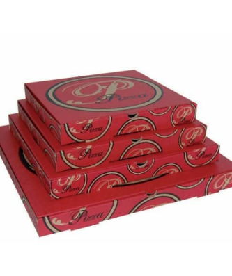 Boîte pizza carton à coins droits "Rouge" 29 x 29 x 3,5 cm - par 100