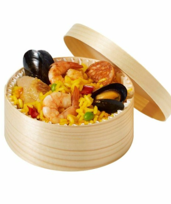 Boîte ronde en bois avec couvercle et papier cuisson 400 ml - par 160