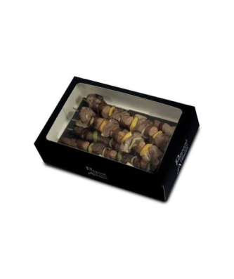 Boîte traiteur carton avec fenêtre noire "Votre Artisan" 35 x 25 x 7 cm - par 25