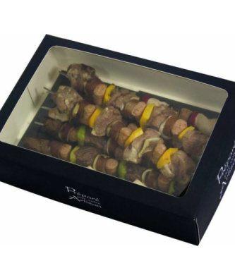 Boîte traiteur carton avec fenêtre noire "Votre Artisan" 35 x 25 x 8 cm - par 25