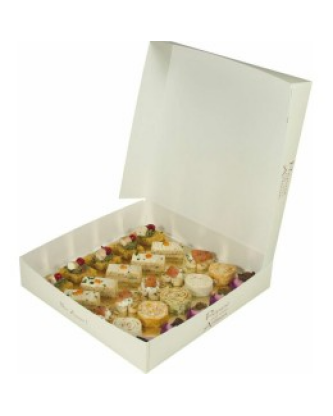 Boîte traiteur carton ivoire et bordeaux 26 x 26 x 5 cm - par 50