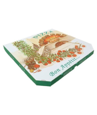 Boîte pizza carton à coins droits "Olives" 40 x 40 x 4 cm - par 100