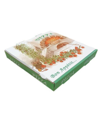 Boîtes à pizza à coins droits "Olives" - 26 X 26 X 4 CM - par 100