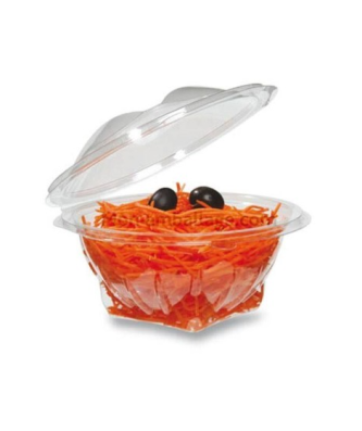 Bol salade plastique transparent à couvercle déchirable 500 ml - par 400