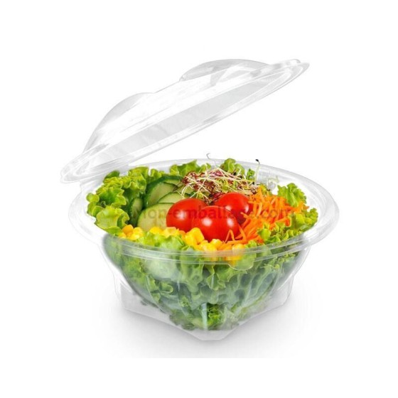 Bol salade plastique transparent à couvercle déchirable 750 ml - par 200