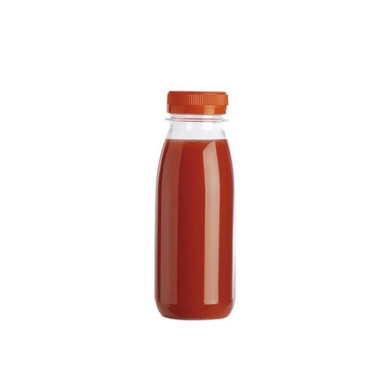 Bouteille plastique jetable avec bouchon orange 250 ml - par 270