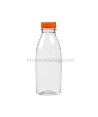 Bouteille plastique jetable avec bouchon orange 250 ml - par 270