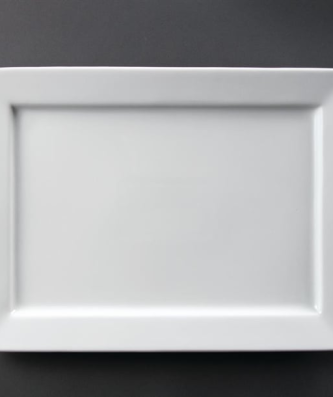 Plat de service rectangulaire à bord large Olympia Whiteware 400 x 295 mm