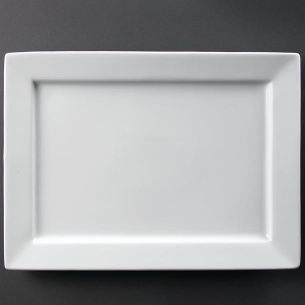 Plat de service rectangulaire à bord large Olympia Whiteware 400 x 295 mm