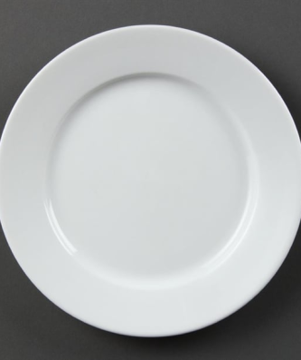 Assiettes à bord large blanches Olympia 202mm (Lot de 12)