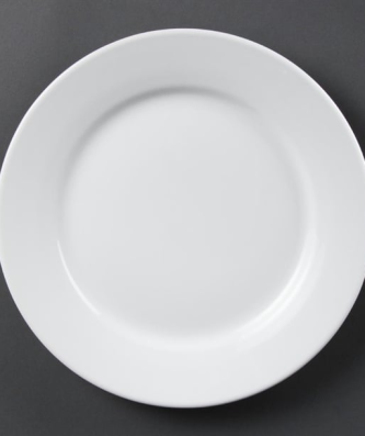 Assiettes à bord large blanches Olympia 250mm (Lot de 12)
