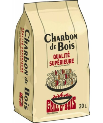 Charbon de bois qualité supérieure 20L - à l'unité