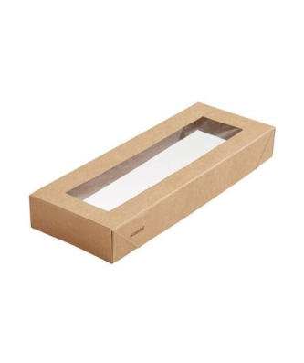 Couvercle barquette viking kraft brun biodégradable 22,5 x 8,5 x 3 cm - par 300
