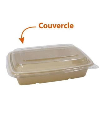 Couvercle plastique pour barquette pulpe de canne 950 ml - par 300