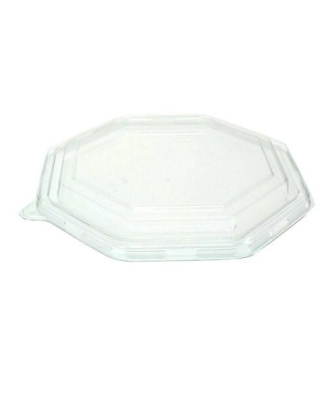 Couvercle plastique transparent pour assiette octogonale bagasse Ø 23 cm - par 100