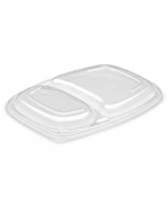 Couvercle plastique transparent pour barquette plastique noire 2 compartiments Cookipack 1250 ml - par 320