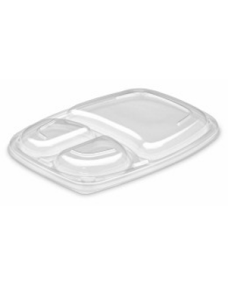 Couvercle plastique transparent pour barquette plastique noire 3 compartiments Cookipack 1250 ml - par 320