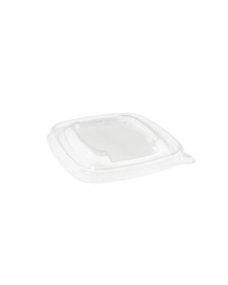 Couvercle plastique transparent pour saladier carré en pulpe de canne 500 ml - par 50