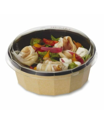 Couvercle plastique transparent pour saladier carton noir/kraft Luxifood 750 ml - par 20