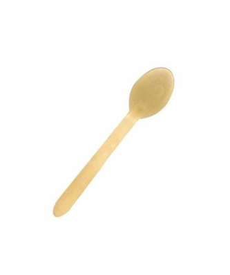 Cuillère à dessert jetable en bois 16,5 cm - par 50