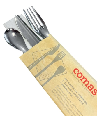 Sets de couverts jetables légers en inox Comas (lot de 50)