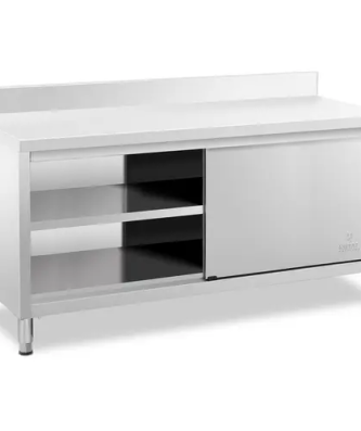 Meuble bas inox - Avec dosseret - 180 x 60 cm - Capacité de 600 kg