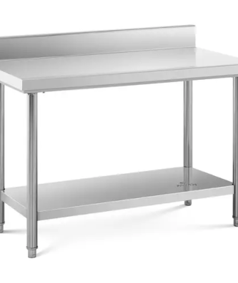 Table de travail inox avec dosseret - 120 x 160 cm - Capacité de 137 kg