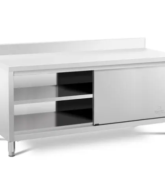 Meuble bas inox - Avec dosseret - 200 x 60 cm - Capacité de 600 kg