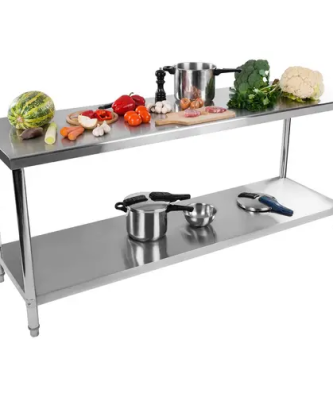 Table de travail inox - 200 x 60 cm - Capacité de charge de 195 kg
