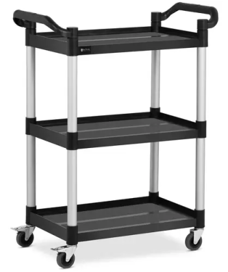 Chariot de service - 3 plateaux - 63 x 40 cm - 90 kg - Noir