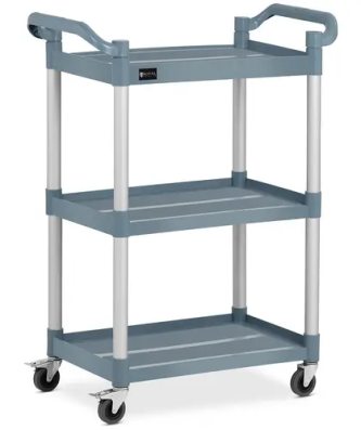 Chariot de service - 3 plateaux - 63 x 40 cm - 90 kg - Gris